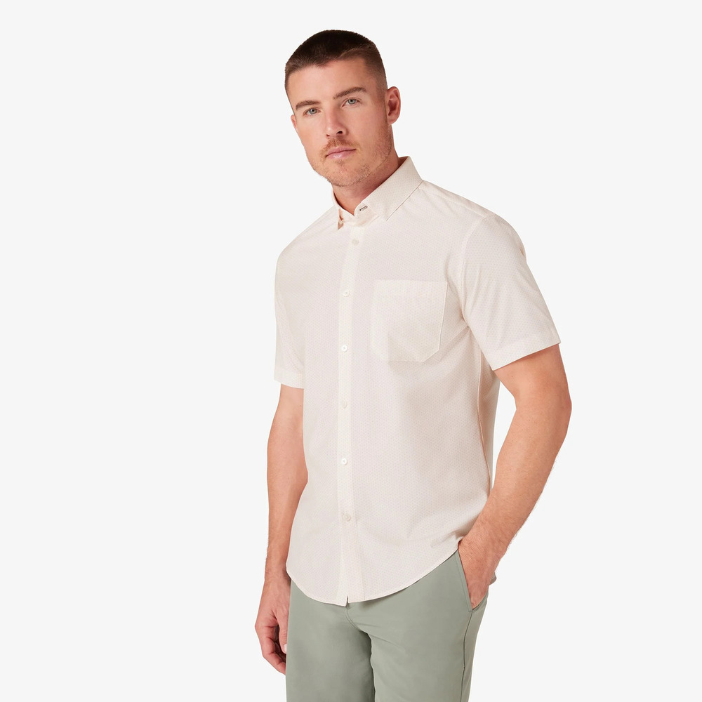 Mizzen + Main Peach Triangle Geo Trim No Tuck Four-way Stretch Shirt/19568